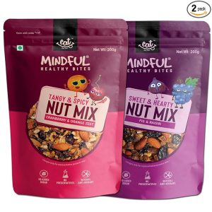 Mindful Proetin BarEat Anytime Mindful Healthy Trail Mix Combo of Cranberry & Orange Zest, Fig & Raisin | No Added Sugar & No Preseervatives | Antioxident | Healthy Sanck For Breakfast & Dieat - 200gm(Combo of 2)